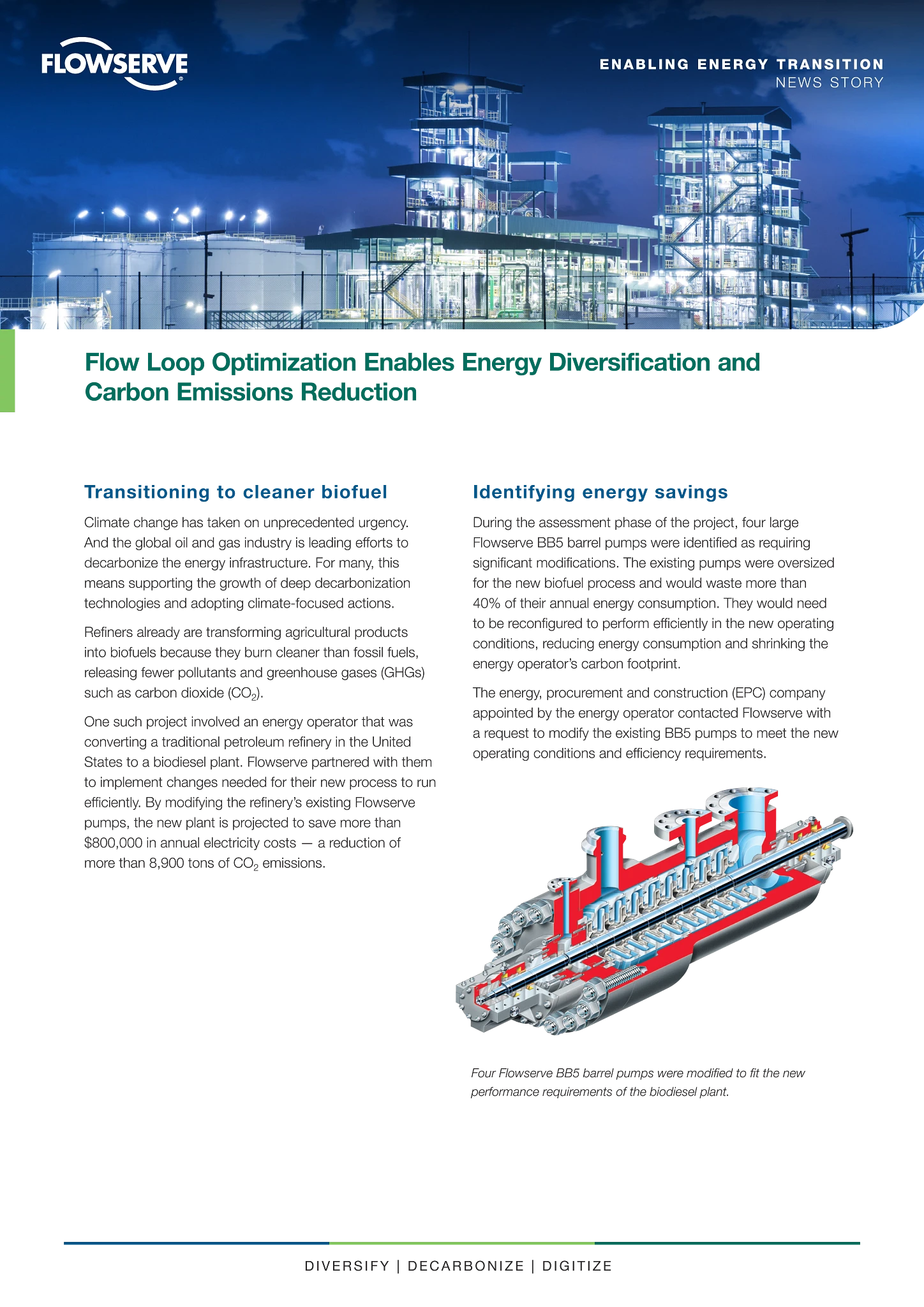 优化流动回路有助于实现能源多样化，并减少碳排放