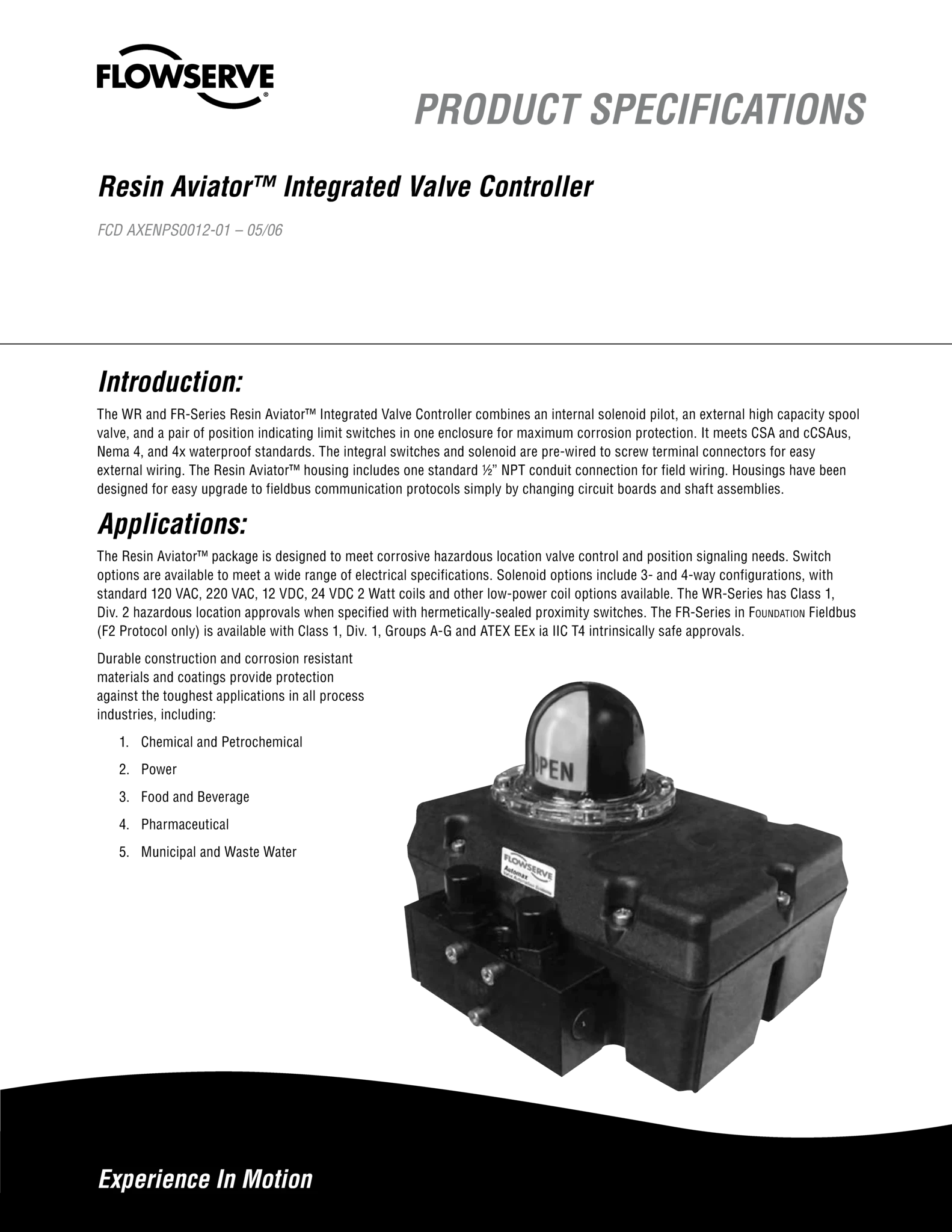 Automax Resin Aviator阀门控制器规格